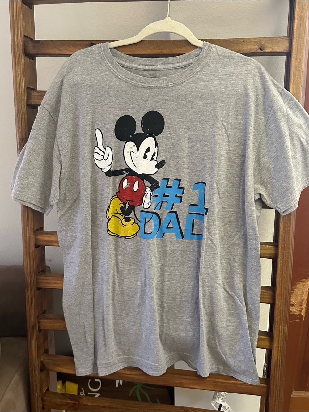 Disney Gray Mickey Mouse #1 Dad Graphic Tee